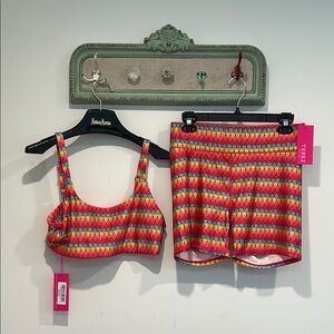 TEREZ Daiquiri crochet Colorful Cropped Top and Shorts Set new with tag XL SIZE